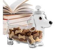 Bocal à bonbons en verre en forme de chien pour chihuahua, bocal à friandises pour animaux domestiques, récipient de rangement hermétique pour biscuits, bonbons (blanc)