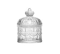 Bocal à bonbons en verre transparent de 200 ml avec couvercle vintage en relief - Boîte de rangement alimentaire pour fête de mariage - Récipient en verre cristal pour l'organisation de bonbons et