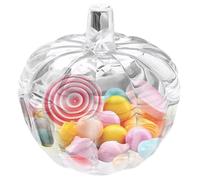 Bocal à citrouille en verre avec couvercle 15 x 15,5 cm - Plat à bonbons d'Halloween en verre texturé réaliste transparent avec joint hermétique pour bonbons, collations