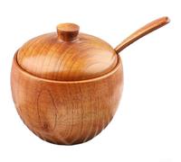 Bocal à Condiments pour bois Naturel Style Minimaliste 8.5cm | pour bois massif , couvercle ajustÃ©, cuillÃ¨re incluse, design unique, pour idÃ©al sucre cafÃ© thÃ©