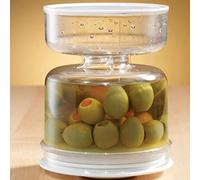 Bocal à Cornichons, Olives et Bocal Sablier à Cornichons SéparéS du SéParateur de Cornichons Sec et Humide Bocal à Rabat Distributeur de Produits Secs Humides
