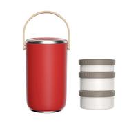 Bocal à déjeuner empilable avec poignée - Boîte Bentos portable anti-fuite en acier inoxydable - Récipient alimentaire isotherme portable avec poignée
