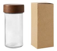 Bocal à grains de café avec couvercle en bois d'acacia, récipient en verre avec valve de dégazage unidirectionnelle, système de conservation du café hermétique (A)