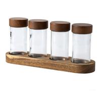 Bocal à grains de café avec couvercle en bois d'acacia, récipient en verre avec valve de dégazage unidirectionnelle, système de conservation du café hermétique (C)