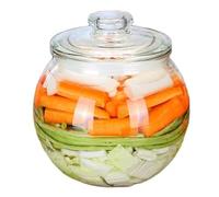 Bocal à légumes rond en verre 2,5 L/5 L/10 L avec couvercle scellé - Grand ventre - Fait main - Pour la maison (10 L)