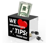 Bocal à pointes en acrylique pour barman - Boîte à suggestions avec fente et verrou - Boîte à dons avec serrure - 15,2 x 10,2 x 12,7 cm - Pour bar, restaurant, musicien, conducteur de voiture