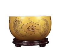 Bocal à Poisson Treasure Bowl Ceramic Fortune Fish Tank Desktop Ceramic Small Treasure Bowl Turtle Feeding Bowl Mini Aquarium(Gold,21x13cm)