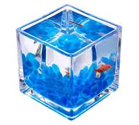 Bocal à Poissons, Bocal Poisson, Aquarium carré en Verre épais Transparent for Poissons de Combat(Small)