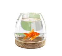 Bocal à poissons transparent pour aquarium, Aquarium en verre avec base en bois, verre à haute transmission de la lumière for une vue dégagée, petit aquarium for Betta, poisson rouge, crevettes(15x15c