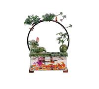 Bocal à Poissons Transparent pour Aquarium, Aquarium en Verre avec Cercle Lumineux Aquarium à Poissons rectangulaire en Verre Transparent Décorations for la Maison Décorations de Bureau