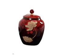 Bocal à thé vintage, pots de rangement de style chinois, boîtes à café en céramique, récipient de stockage alimentaire, pot hermétique avec couvercle pour la cuisine (rouge)