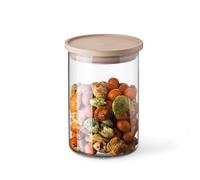 Bocal avec couvercle en bois, contenance 0,80L, dimensions 96/145 mm - verre borosilicate - très haute résistance 5152/LW SIMAX