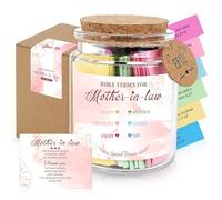 Bocal avec verset de la Bible pour belle-mère, cadeau chrétien de la part d'une belle-fille ou d'un fils, anniversaire, remerciement, Noël, fête des mères - Pot de prière avec 92 cartes d'écriture