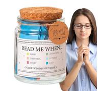 Bocal avec verset de la Bible | Read Me When Bible Verses | Bocal Écriture | The Hope Jar Bible Verses | Verses bibliques colorés dans un bocal | Bocal de prière en verre avec 90 versets de la Bible