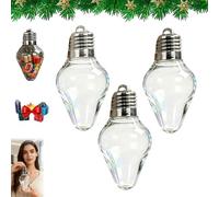 Bocal Cadeau en Forme D'ampoule De Noël, Décorations DIY en Plastique en Forme D'ampoule, Jolis Récipients en Plastique Suspendus pour Bonbons pour Bricolages DIY, Ornements Transparents (3 pièces)