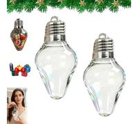 Bocal Cadeau en Forme D'ampoule De Noël, Décorations DIY en Plastique en Forme D'ampoule, Jolis Récipients en Plastique Suspendus pour Bonbons pour Bricolages DIY, Ornements Transparents (2 pièces)