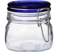 Bocal carr Bormioli Rocco Fido avec couvercle bleu 17-1/2 onces