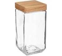 Bocal Carré - PARIS PRIX - Nyna - Verre & Pin - 2L - Transparent - Lavable au Lave-Vaisselle