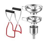 Bocal Conserve Pinces Entonnoir Acier Inoxydable Avec 3 Trémies Acier Inoxydable Et 1 Pince De Levage De Canettes Anti Brûlure Pour Transférer Des Épices Liquides Haricots Confitures Poudres Huiles