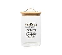 Bocal de 1L en verre avec couvercle en bambou style bistrot - -