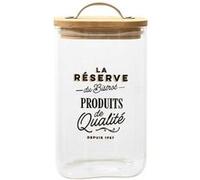 Bocal de 1L en verre avec couvercle en bambou style bistrot - -