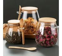 Bocal de conservation de snacks en verre transparent avec grains mélangés, couvercle avec cuillère, bocal de conservation de grains mélangés, bouteille en verre 350 ml,600ML,1000 mlVerre