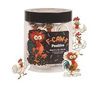 Bocal De Positivité | Décoration De Bureau Amusante En Forme De Poulet Avec 60 Cartes - Citations Motivantes et Bienveillantes - Cadeau pour Hommes Femmes Collègues Anniversaire Pâques Nouvel An