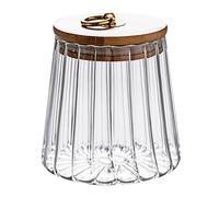 Bocal de rangement polyvalent en verre avec cuillère - Capacité de 700 ml - Large ouverture - En BPA - Utilisation polyvalente pour le café et le sucre - Stockage des aliments D