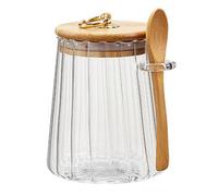 Bocal de rangement polyvalent en verre avec cuillère - Capacité de 700 ml - Large ouverture - En BPA - Utilisation polyvalente pour le café et le sucre - Stockage des aliments B