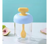 Bocal de rangement pour avoine de nuit en verre avec couvercle sécurisé et cuillère de fixation, conçu pour le lait, les céréales, les flocons d'avoine et la préparation des repas de salade (couvercle