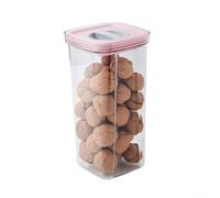 Bocal de rangement rotatif hermétique pour animaux de compagnie, pour collations, noix, céréales, anti-fuite, couvercle à visser avec couvercle facile d'accès, noir (1300 ml, rose clair)