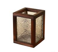 Bocal de rangement vintage en bois de noyer avec motif camélia, porte-pinceaux de maquillage et pot de maquillage pour organisateur de bureau