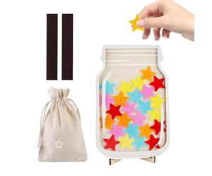 Bocal de Recompense Enfant | Tableau Recompense Enfant | Pot Récompense Bois pour quotidienne avec 30 étoiles, support pot et 2 aimants | Bocal Bon point routine en-fant récompenses pour comportements