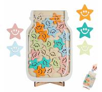 Bocal de Récompense, Système de Récompense en Bois pour Enfants avec 25 Étoiles, Pot de Récompenses pour Bon Comportement pour Garçons et Filles