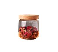 Bocal de stockage alimentaire en verre transparent 450ml avec couvercle hermétique en bois d'acacia récipient de stockage de nourriture pour café grains thé en vrac bouteille d'épices biscuits bonbons