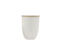 Bocal en grès blanc, couvercle en bois, conservation - Bloomingville, Antich - Ø16x20 cm