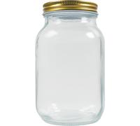 Bocal en Verre 950 ml avec Couvercle Twist-Off Doré Ø68 mm – Pour Céréales, DIY, Forêt en Bocal et Rangement Créatif