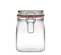 Bocal en verre à fermeture à levier 900 ml, carré, ouverture : fermeture à levier