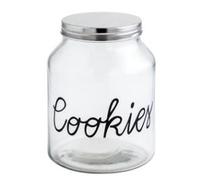 Bocal en verre avec couvercle en acier inoxydable Design Cookies, Renova, 2 litres, QUID