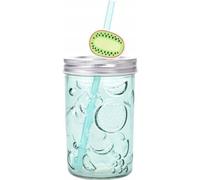 Bocal en verre avec couvercle & paille en fruit 500ml - Parfait pour les boissons et les fêtes