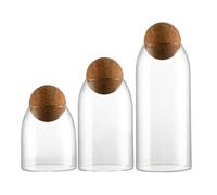 Bocal en Verre avec Couvercle | Récipient Hermétique pour Sel | Lot de 3 avec Couvercle Multiusage pour Thé, Confiserie, Épices, Café et Sel