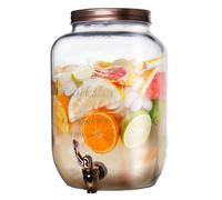 Distributeur de boissons en verre - ORION - 8,8L - Cuivré - Robinet pratique - Couvercle en métal - 20x20x31,5 cm