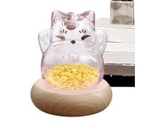 Bocal en Verre, Boîte à Argent Décorative, Pot Décoratif Doré pour Pièces ou Haricots, Support Bureau avec Forme de Chat