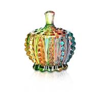 Bocal en verre coloré gaufré de 170 ml avec couvercle - Boîte à bonbons en cristal - Bocal à bonbons arc-en-ciel pour mariages