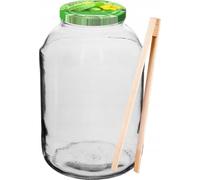 Bocal en verre de 4 l + capuchon de couleur + fourchette ou pince