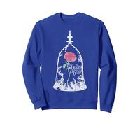 Bocal en verre Disney La Belle et la Bête Rose Sweatshirt, Unisexe pour adultes, Bleu Royal, M