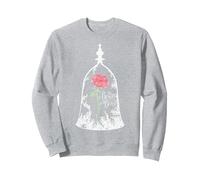 Bocal en verre Disney La Belle et la Bête Rose Sweatshirt, Unisexe pour adultes, Gris Chiné, XL