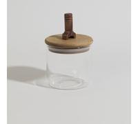 Bocal en verre et couvercle et cuillère en bois d'acacia H14 8.8x13.7x8.8cm Transparent