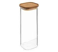 Paris Prix – Bocal en verre Hermet 2L, couvercle acacia, transparent & marron