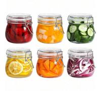 Bocal en verre martelé style Romain 1,2 L - Conservation des aliments secs - Design inspiré de l’Amphore - Couvercle en acajou et joint en silicone - Transparent